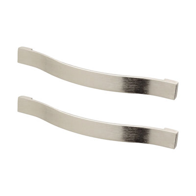 DecorAndDecor - FLORIA Brushed Nickel Wave Bow Kitchen Cabinet Drawer Cupboard Pull Door Handles - 192mm - Pair