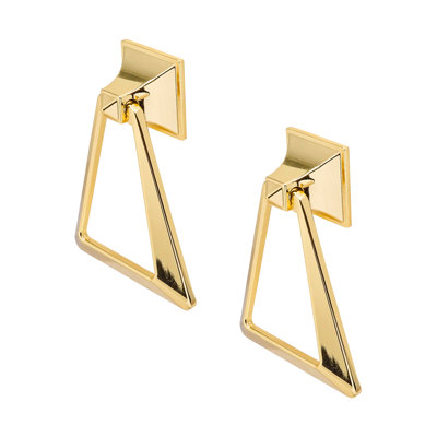 DecorAndDecor - FORTUNA Matt Gold Triangle Swing Handle Drop Kitchen Cabinet Drawer Cupboard Knob Handle - Pair