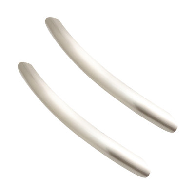 DecorAndDecor - FRYE Brushed Nickel Classic Bow Kitchen Door Handles Sleek Design - 192mm - Pair