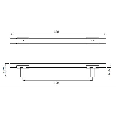 DecorAndDecor - GANTRY Graphite & Matt Black Luxurious Two Tone Designer T-Bar Kitchen Cabinet Drawer Handles - 128mm - Pair