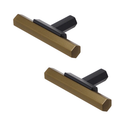 DecorAndDecor - GANTRY Matt Black & Bronze Luxurious Two Tone Designer T-Bar Kitchen Cabinet Drawer Handles - Pair