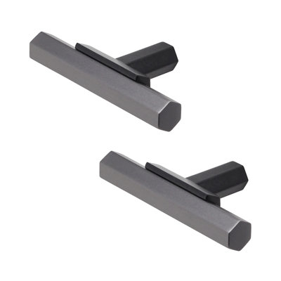 DecorAndDecor - GANTRY Matt Black & Graphite Luxurious Two Tone Designer T-Bar Kitchen Cabinet Drawer Handles - Pair