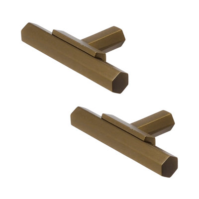 DecorAndDecor - GANTRY Matt Bronze Luxurious Two Tone Designer T-Bar Kitchen Cabinet Drawer Handles - Pair