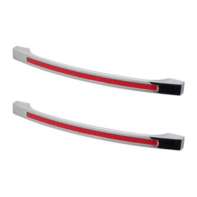 DecorAndDecor - GLOW Polished Nickel & Red Bow Kitchen Cabinet Drawer Cupboard Drawer Pull Door Handles - 128mm - Pair