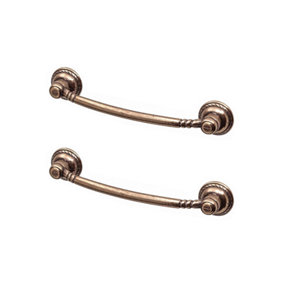 DecorAndDecor - HEWN Antique Copper Antique Country Kitchen Cabinet Drawer Cupboard Furniture Pull Door Handles - 64mm - Pair