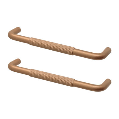 DecorAndDecor - INSIGNIA Matt Bronze Contemporary Knurled D-Shape Cabinet Cupboard Drawer Pull Door Handles - 128mm - Pair
