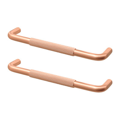 DecorAndDecor - INSIGNIA Matt Rose Contemporary Knurled D-Shape Cabinet Cupboard Drawer Pull Door Handles - 128mm - Pair