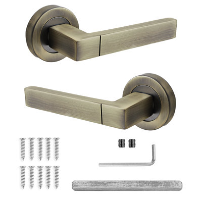 DecorAndDecor - Internal Door Handles - Antique Brass Door Handle Set - Door Lever Handles - Pair - Nexus Range