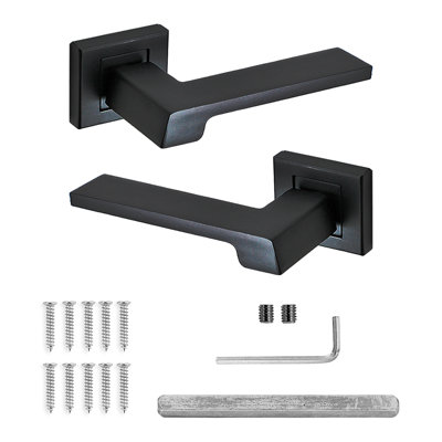 DecorAndDecor - Internal Door Handles - Black Door Handle Set - Door Lever Handles - Pair - Spectra Range