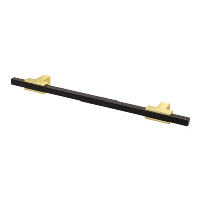 DecorAndDecor - KOTATA Matt Black & Gold T-Bar Two Tone Slim Rectangular Kitchen Cabinet Handle - 128mm - Pair