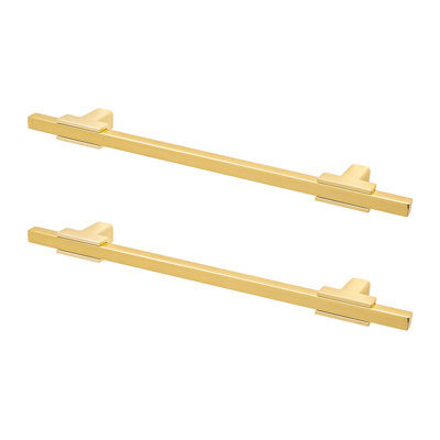 DecorAndDecor - KOTATA Polished Gold Rectangular Slim T-Bar Kitchen Cabinet Handle - 128mm - Pair