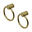 DecorAndDecor - LANCER Antique Brass Finger Pull Swing Ring Cabinet Knob Handles - Pair