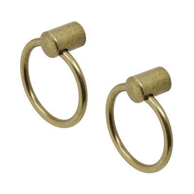 DecorAndDecor - LANCER Antique Brass Finger Pull Swing Ring Cabinet Knob Handles - Pair