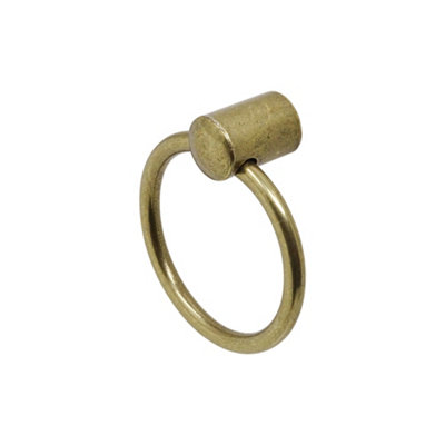 DecorAndDecor - LANCER Antique Brass Finger Pull Swing Ring Cabinet Knob Handles - Pair