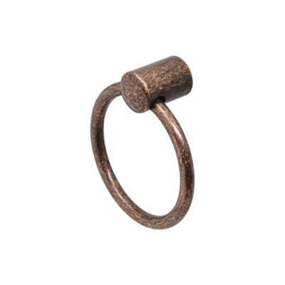 DecorAndDecor - LANCER Antique Copper Finger Pull Swing Ring Cabinet Knob Handles - Pair