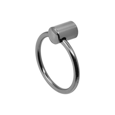 DecorAndDecor - LANCER Polished Nickel Black Antique Finger Pull Swing Ring Cabinet Knob Handles - Pair