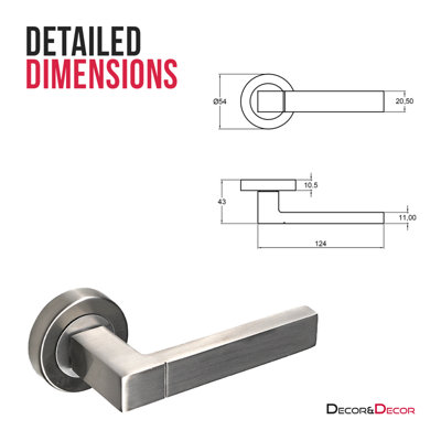 DecorAndDecor - Lumina Satin Nickel Door Lever Handles - Pair of Handles