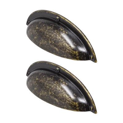 DecorAndDecor - MANNA Antique Brass Shaker Cup Drawer Pull Cabinet Handles - Pair