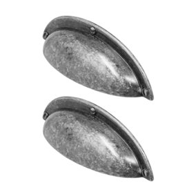 DecorAndDecor - MANNA Antique Silver Shaker Cup Drawer Pull Cabinet Handles - Pair