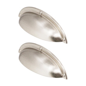 DecorAndDecor - MANNA Brushed Nickel Shaker Cup Drawer Pull Cabinet Handles - Pair