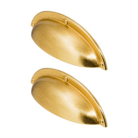 DecorAndDecor - MANNA Gold Shaker Cup Drawer Pull Cabinet Handles - Pair
