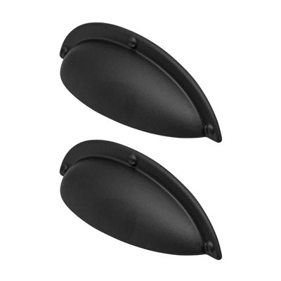 DecorAndDecor - MANNA Matt Black Shaker Cup Drawer Pull Cabinet Handles - Pair