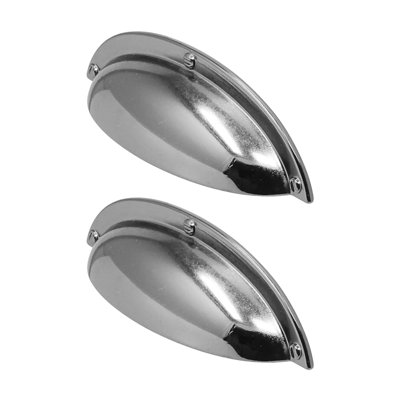 DecorAndDecor - MANNA Polished Nickel Black Shaker Cup Drawer Pull Cabinet Handles - Pair