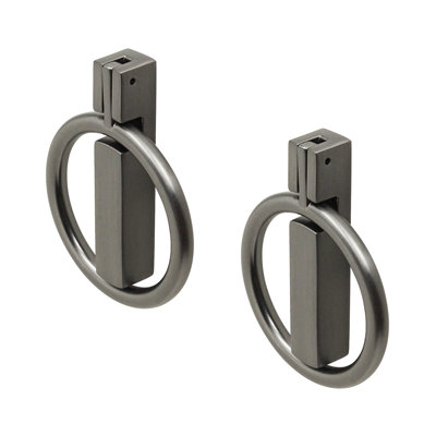 DecorAndDecor - MARA Graphite Designer Round Ring Finger Pull Knob Handles - Pair