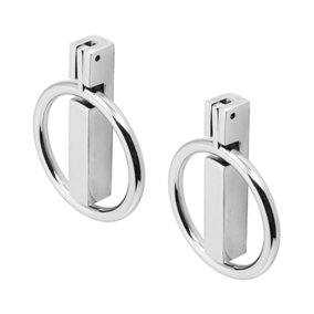 DecorAndDecor - MARA Polished Nickel Designer Round Ring Finger Pull Knob Handles - Pair