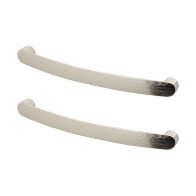 DecorAndDecor - MERLE Brushed Nickel Bow Kitchen Cabinet Drawer Cupboard Drawer Furniture Pull Door Handles - 224mm - Pair