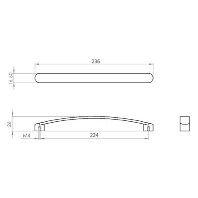 DecorAndDecor - MERLE Brushed Nickel Bow Kitchen Cabinet Drawer Cupboard Drawer Furniture Pull Door Handles - 224mm - Pair