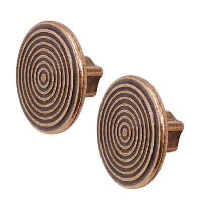 DecorAndDecor - MIRA Antique Copper Round Cabinet Knob Drawer Cupboard Kitchen Pull Handles - Pair