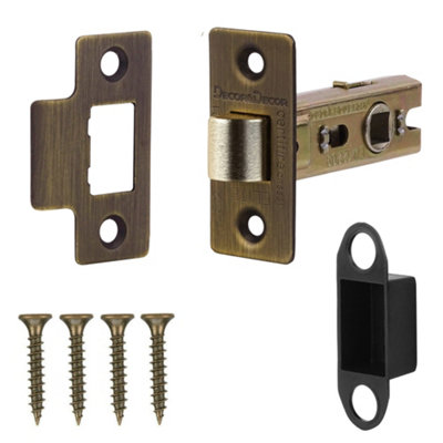 Decoranddecor Mortice Tubular Door Latch, Fire Rated Door Latch 64mm / 2.5" Antique Brass