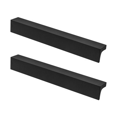 DecorAndDecor - NAPA Matt Black Flat Kitchen Bedroom Cabinet Drawer Cupboard Drawer Wardrobe Pull Door Handles - 160mm - Pair