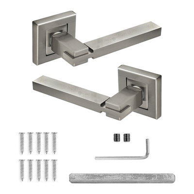 DecorAndDecor - Nexus Satin Nickel Door Lever Handles - Pair of Handles