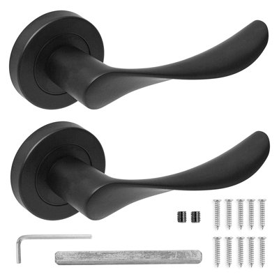 DecorAndDecor Nimbus Matt Black Door Lever Handles Pair of Handles