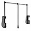 DecorAndDecor - Pull Down Wardrobe Clothes Hanging Rail - Soft Close - 15Kg Capacity - 750-1150mm - Anthracite