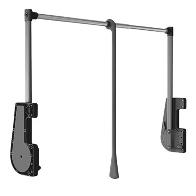 DecorAndDecor - Pull Down Wardrobe Clothes Hanging Rail - Soft Close - 15Kg Capacity - 750-1150mm - Anthracite