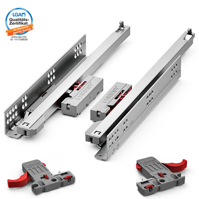 DecorAndDecor - Push to Open Undermount Drawer Runner - Full Extension - 600mm - 30kg -  Up to 19mm