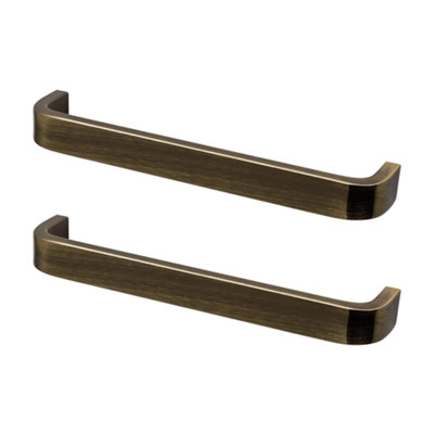 DecorAndDecor - SABLE Antique Brass D-Shape Flat Kitchen Door Cabinet Cupboard Pull Handles - 128mm - Pair