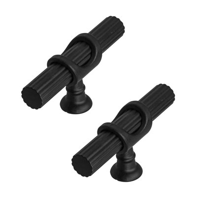 DecorAndDecor - SIENNA Matt Black Lines T-Bar Kitchen Cabinet Pull Knob Handles - Pair