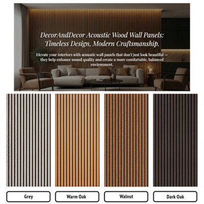 DecorAndDecor Smoked Oak Acoustic Wall Panels - Wood Slat Panels ...