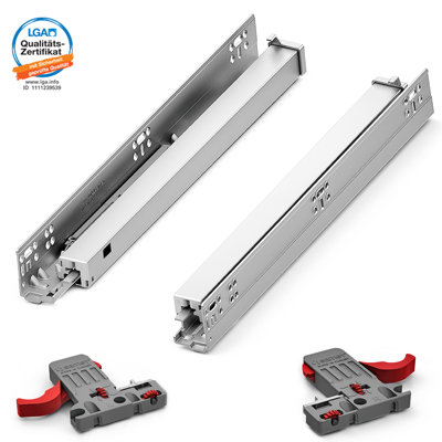 DecorAndDecor - Soft Close Undermount Drawer Runner - Full Extension - 450mm - 30kg -  Up to 19mm
