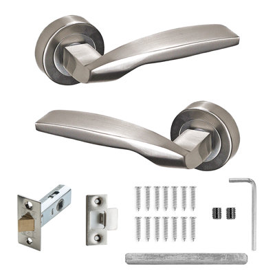 DecorAndDecor Solitude Satin Nickel Passage Door Lever Handles