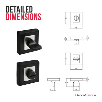 DecorAndDecor - Square Bathroom Thumbturn and Release - Duo Finish