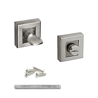 DecorAndDecor - Square Bathroom Thumbturn and Release - Satin Nickel