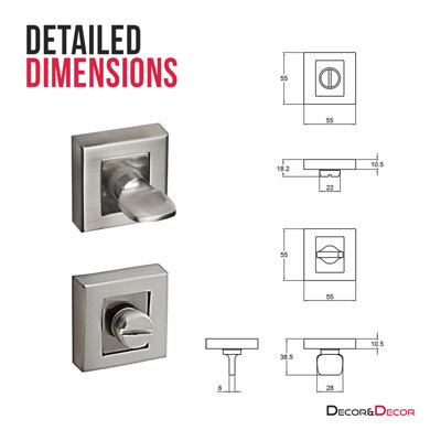 DecorAndDecor - Square Bathroom Thumbturn and Release - Satin Nickel