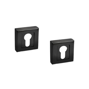 DecorAndDecor - Square Euro Cylinder Keyhole Cover Escutcheon - Matt Black