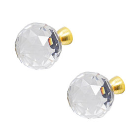 DecorAndDecor - TAYBERRY Matt Gold Crystal Cabinet Knobs Diamond Clear Glass Door Cupboard Drawer - Pair