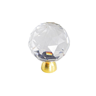 DecorAndDecor - TAYBERRY Matt Gold Crystal Cabinet Knobs Diamond Clear Glass Door Cupboard Drawer - Pair
